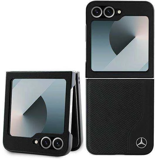 Dėklas Karl Lagerfeld Mercedes MEHMZF623RBGVK Z Flip6 F741 juodos spalvos/juodos spalvos Leather Wood Imitation MagSafe