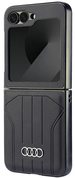 Audi Synthetic Leather MagSafe Z Flip 6 F741 juodos spalvos kietas dėklas AU-TPUPCFlip6-Q5/D1-BK
