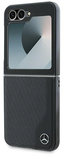 Dėklas Karl Lagerfeld Mercedes MEHMZF623RBGVK Z Flip6 F741 juodos spalvos/juodos spalvos Leather Wood Imitation MagSafe