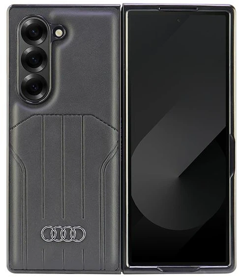 Audi Synthetic Leather MagSafe Z Fold 6 F956 juodos spalvos kietas dėklas AU-TPUPCMFold6-Q5/D1-BK