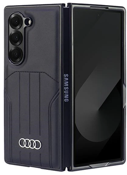 Audi Synthetic Leather MagSafe Z Fold 6 F956 juodos spalvos kietas dėklas AU-TPUPCMFold6-Q5/D1-BK