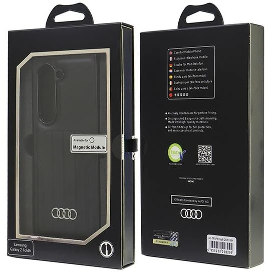 Audi Synthetic Leather MagSafe Z Fold 6 F956 juodos spalvos kietas dėklas AU-TPUPCMFold6-Q5/D1-BK