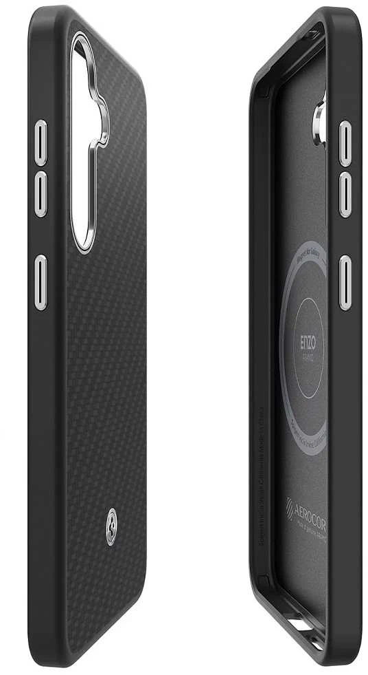 Samsung Spigen Enzo Aramid Magnet Galaxy S25 dėklas telefonui juodos spalvos