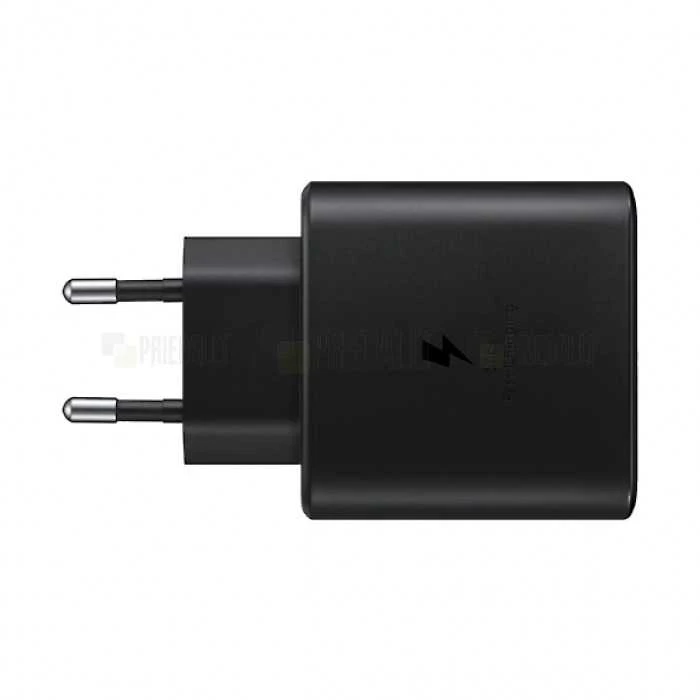 Samsung 45W įkroviklis, juodas profilio vaizdas