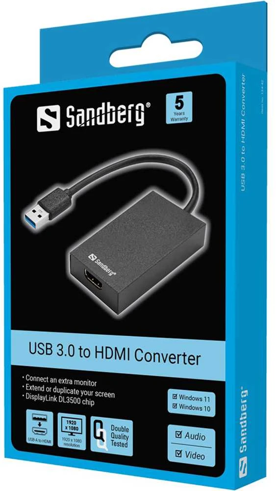 Sandberg USB 3.0 į HDMI adapteris pakuotėje