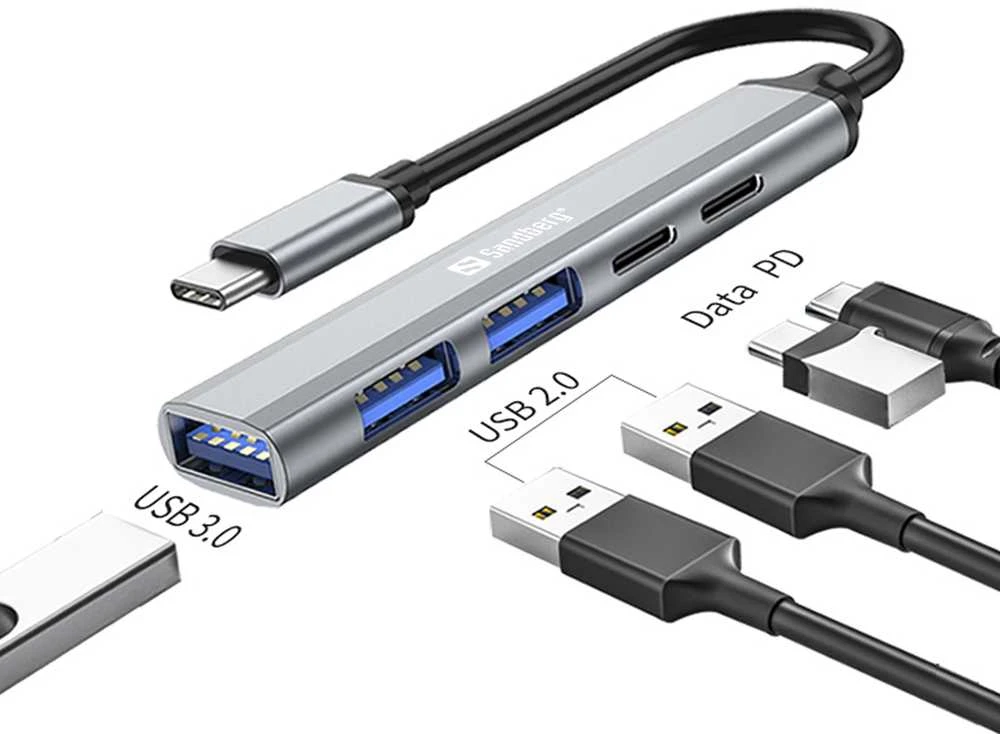 Sandberg USB-C iki 3xUSB-A+2xUSB-C SAVER
