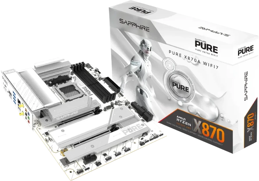 „Sapphire Pure X870A WiFi7“, AMD X870 pagrindinė plokštė – AM5 lizdas, DDR5