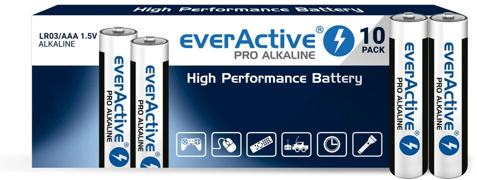 Šarminės baterijos everActive Pro Alkaline LR03 AAA – 10 vnt. maišelis