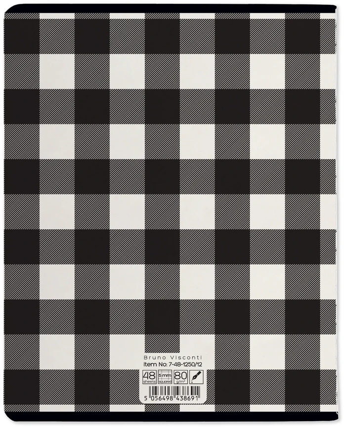 Sąsiuvinis Bruno Visconti Juodas&Baltas Check, A5, 48 lapai, 5×5 langeliais