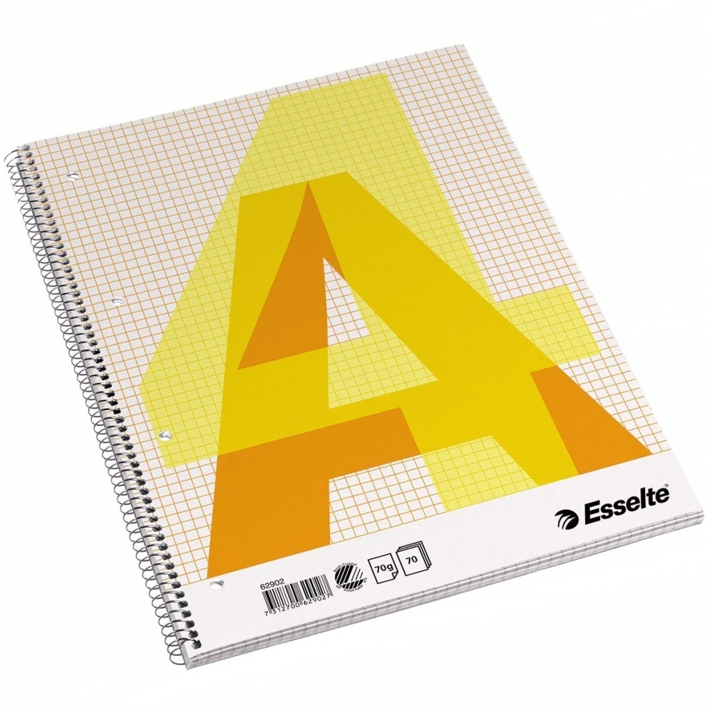 Sąsiuvinis su spirale Esselte, A4/70, langeliais, minkštas viršelis