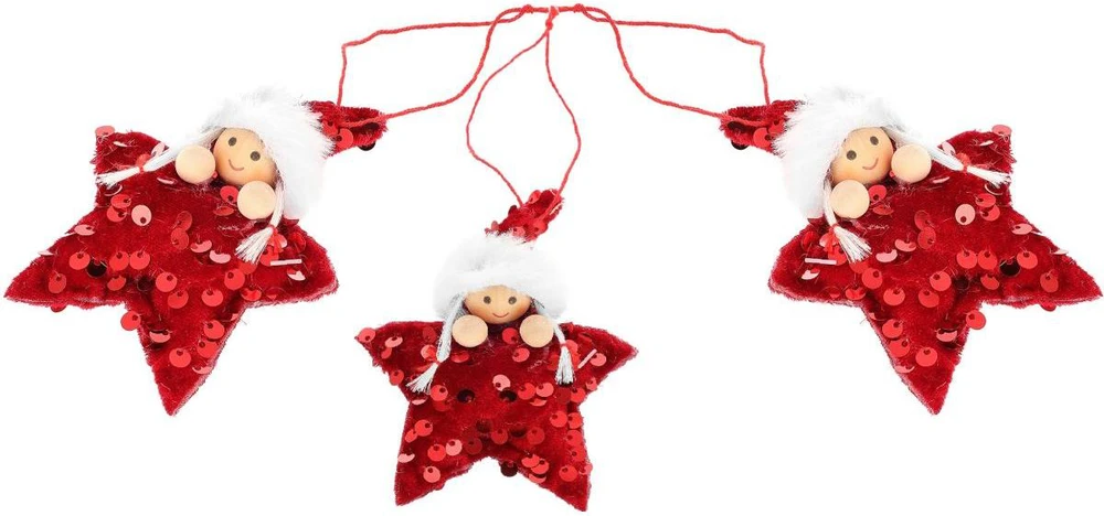 Saska Christmas Raudonos žvaigždžių dekoracijos, 3 vnt.