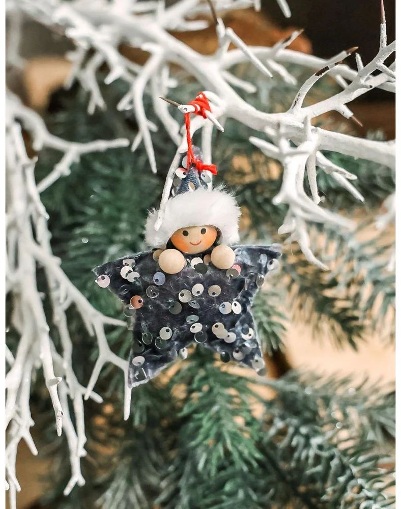 Saska Christmas trys sidabrinės blizgios žvaigždės dekoracijos
