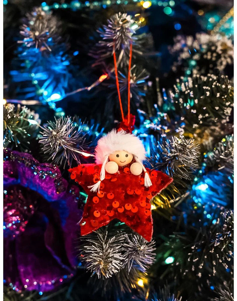 Saska Christmas Raudonos žvaigždžių dekoracijos, 3 vnt.