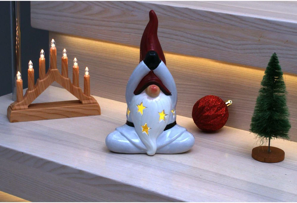 Saska Garden Kalėdinė gnome su LED lempa 20 cm