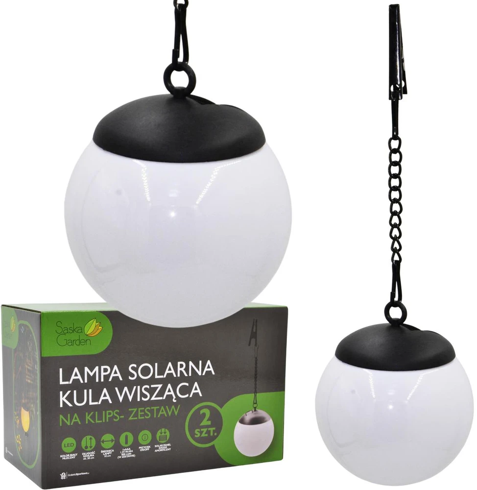 Saska Garden Saulės lempa plastikinė kabanti 10x30 cm
