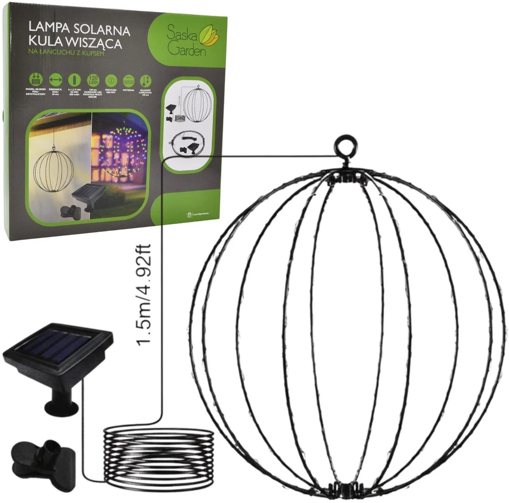 Pakabinamas šviestuvas Saska Garden Pakabinamas saulės šviestuvas 30 cm su LED