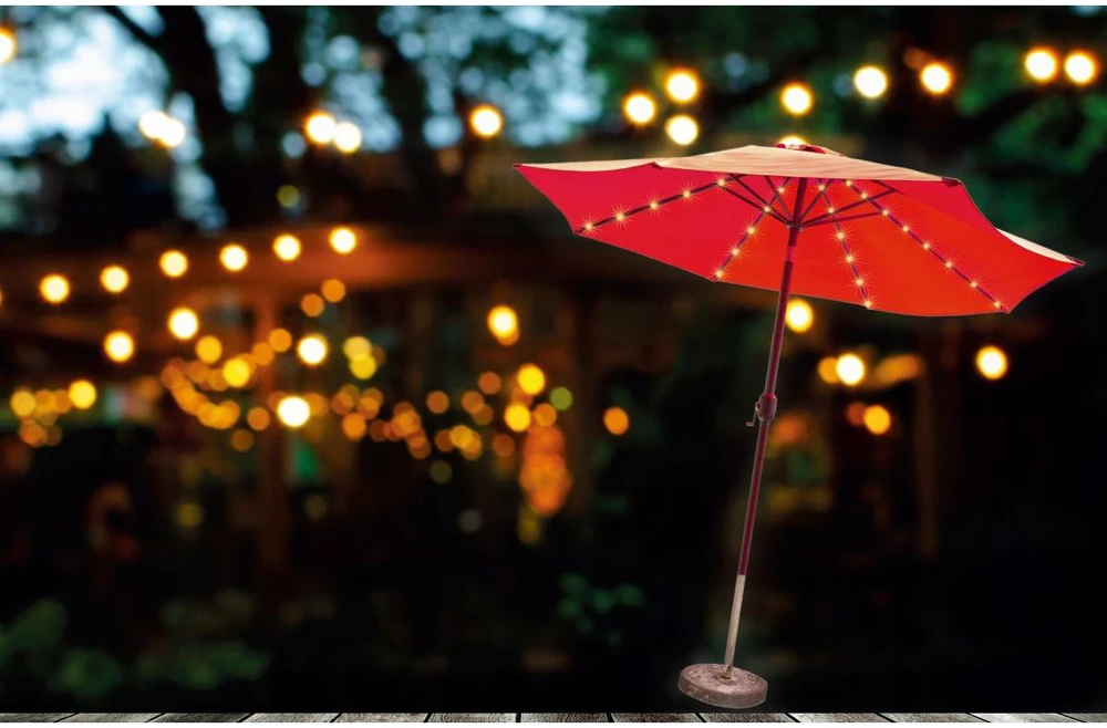 Saska Garden Saulės šviesos skėtis su LED šviesa