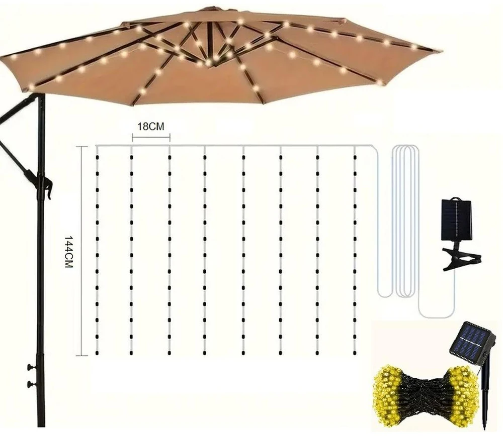 Saska Garden Saulės šviesos skėtis su LED šviesa