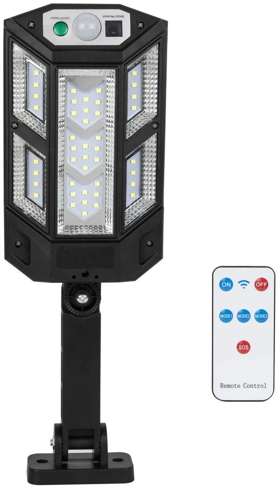 Saska Garden SAULĖS ENERGIJOS GATVĖS ŠVIESTUVAS 43LED + NUOTOLINIO VALDYMO PULTAS JUDESIO IR PRIEBANDOS JUTIKLIS 1060859