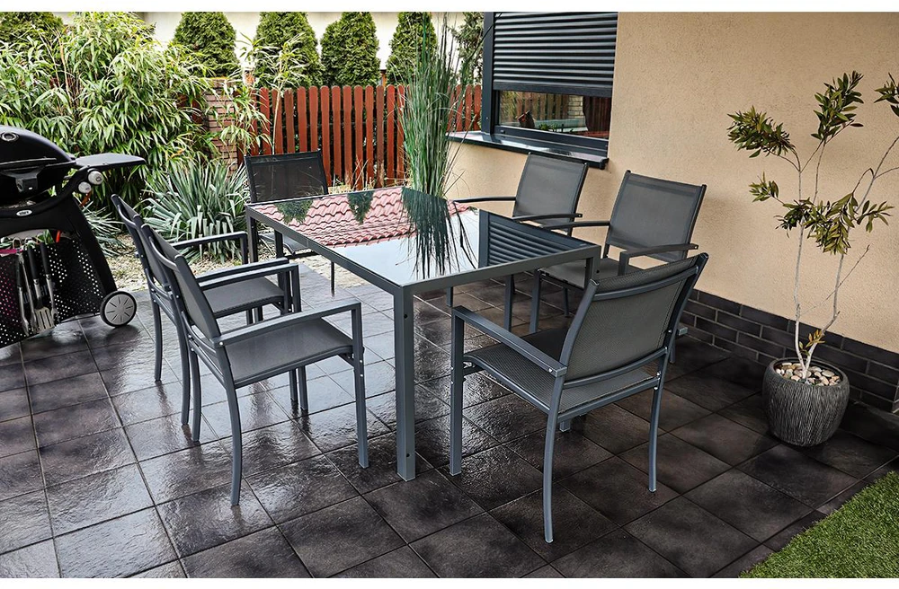 Saska Garden Lauko stalas 150x90 cm tamsiai pilkas