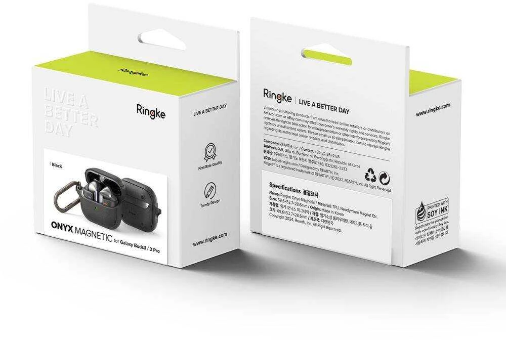 Sasung Galaxy Buds 3 / 3 PRO Ringke Onyx Magnetic MagSafe dėklas ausinėms juodos spalvos