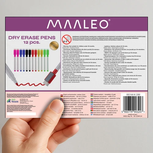 Sauso nuvalymo žymekliai - rinkinyje 12 vnt. Maaleo 21646