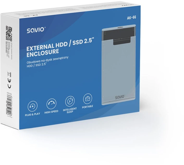 Išorinis Korpusas - Savio 2.5" USB 3.0 SSD Skaidrus