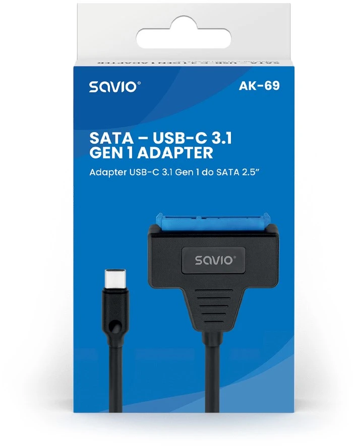 Išorinis Kietojo Disko Adapteris - Savio Ak-69 USB-C 3.1 į SATA Adapteris