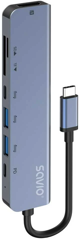 Savio AK-82 interface hub USB Type-C 5000 Mbit/s Juodas