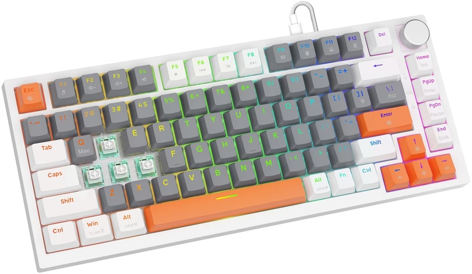 Savio ASTRAL Baltas JADE 3 COLOURS klaviatūra Gaming USB QWERTY US International