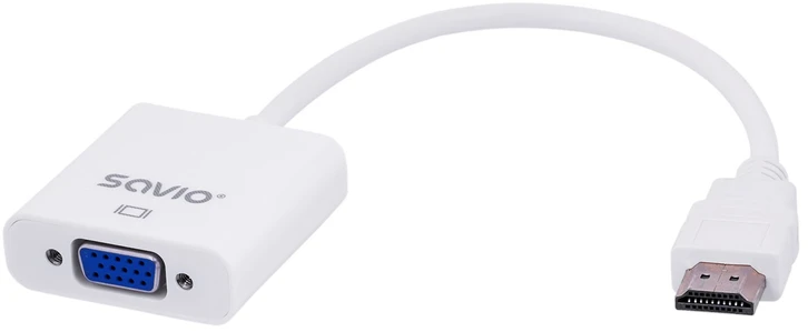 Savio CL-27B vaizdo kabelio adapteris 0,1 m HDMI Type A (Standartinis) VGA (D-Sub) Baltas