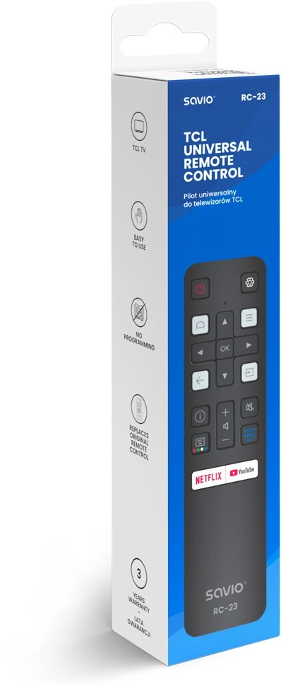 SAVIO RC-23 universalus / pakaitinis nuotolinio valdymo pultas TCL televizoriui