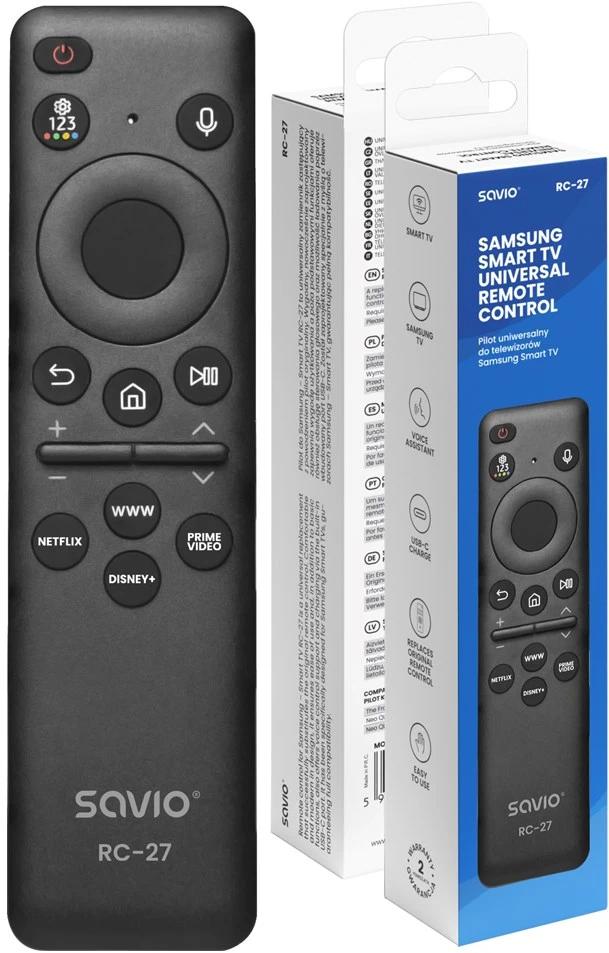 SAVIO RC-27 Universalus/pakaitinis nuotolinio valdymo pultas SAMSUNG televizoriui – SMART TV
