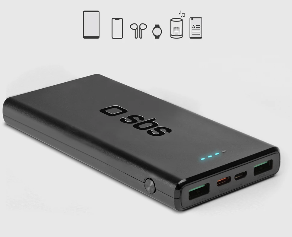 Išorinė baterija SBS TTBB10000FASTPD20K 10000 mAh 20W su maitinimo šaltiniu – juodas