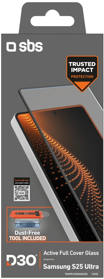 SBS grūdintas stiklas su D3O technologija ir aplikatoriumi, skirtas „Samsung Galaxy S25 Ultra“.