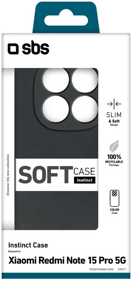SBS Instinct dėklas skirtas Xiaomi Redmi Note 15 Pro – juodos spalvos