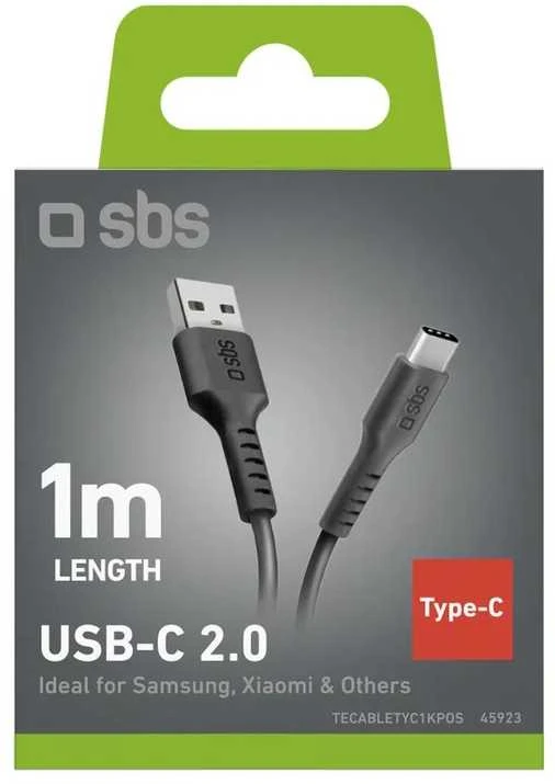 SBS TECABLETYC1KPOS USB-A – USB-C kabelis 1m – juodos spalvos