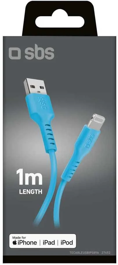 SBS TECABLEUSBIP589A USB-A – Lightning kabelis – mėlynos spalvos