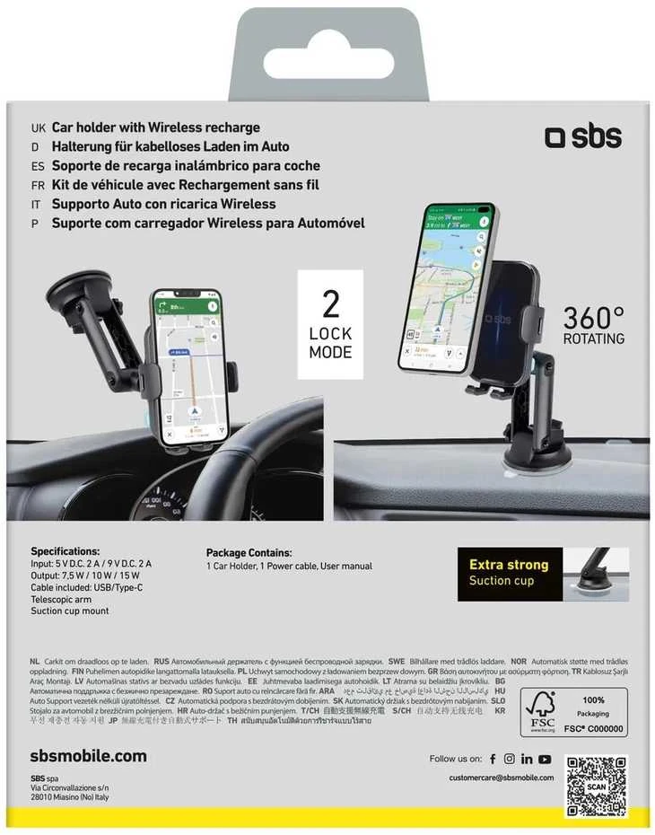SBS TESUPEXTWIR15W 15W Wireless Charger Holder - Juodas
