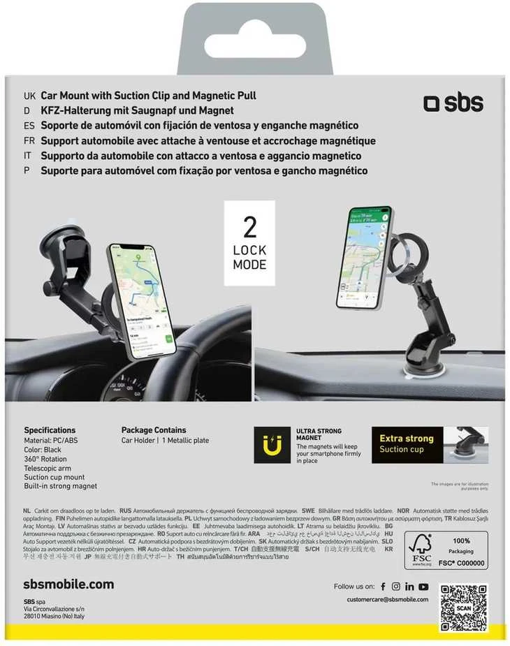 SBS TESUPMAGRINGEXT Išmanusis telefonas Holder for Dashboard and Windshield, MagSafe Compatible – Juodas