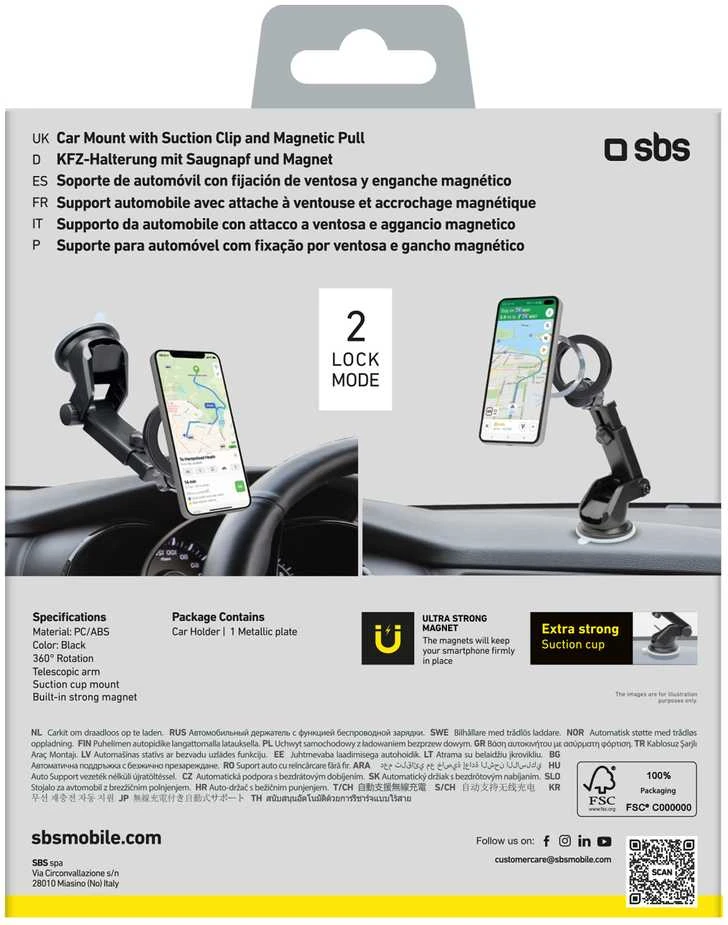 SBS TESUPMAGRINGEXT Išmanusis telefonas Holder for Dashboard and Windshield, MagSafe Compatible – Juodas