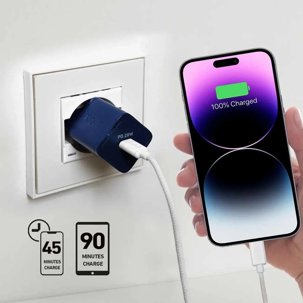 SBS TETRGAN1C20B 20W GaN laidinis įkroviklis su Power Delivery – Mėlyna