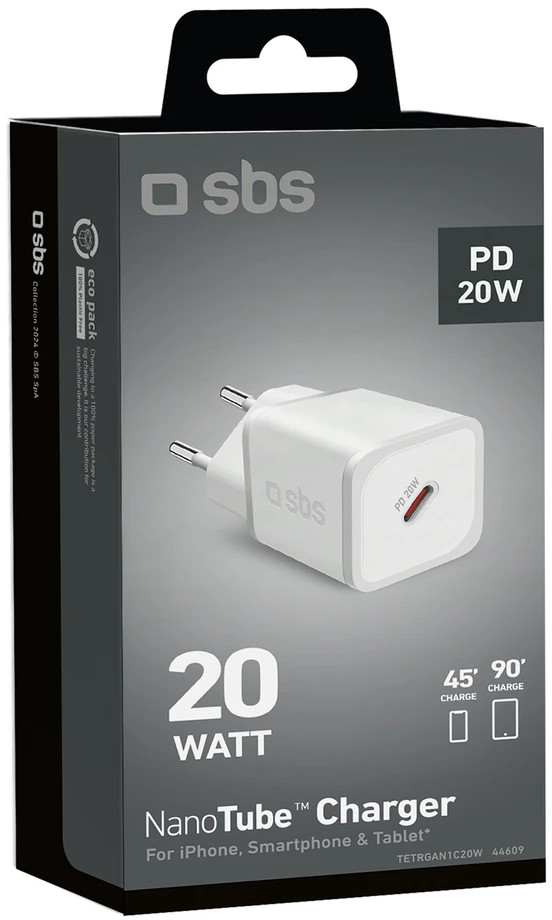 Kelioninis įkroviklis PD 20W Type C, 20W USB By SBS Baltas