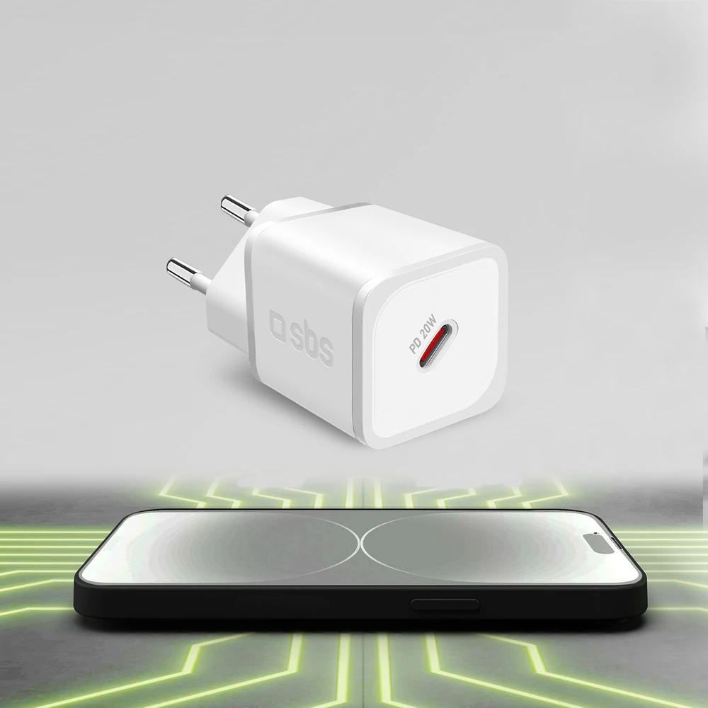 Kelioninis įkroviklis PD 20W Type C, 20W USB By SBS Baltas