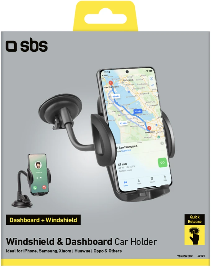 SBS TE0UCH20W Išmanusis telefonas Holder for 6.8" on Glass – juodos spalvos