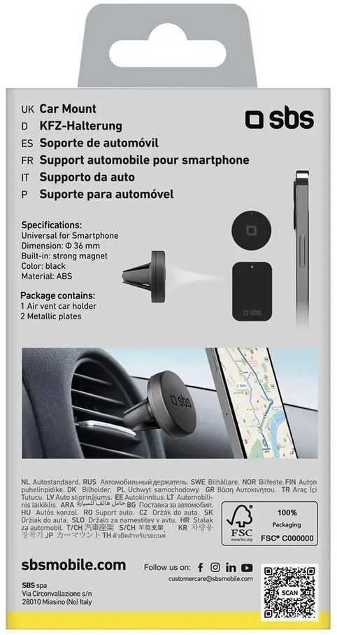 SBS Universalus magnetinis automobilinis laikiklis juodos spalvos