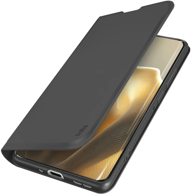SBS piniginės formos lygus dėklas Motorola Edge 60 Pro su atlenkimu - Juodas