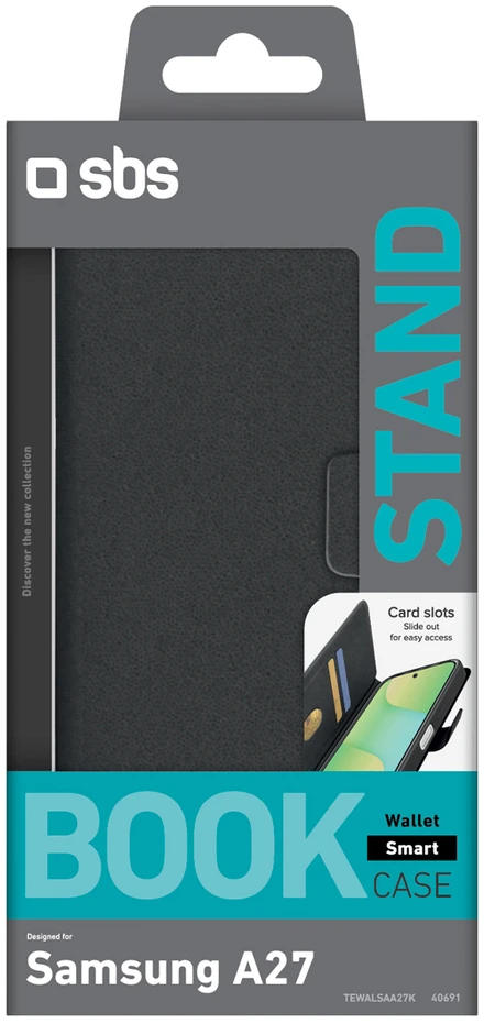 SBS Wallet Smooth dėklas skirtas Samsung Galaxy A27 with Flip – juodos spalvos