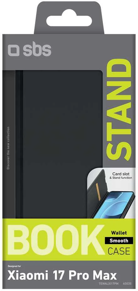 SBS Wallet Smooth dėklas skirtas Xiaomi 17 Pro Max with Flip – juodos spalvos