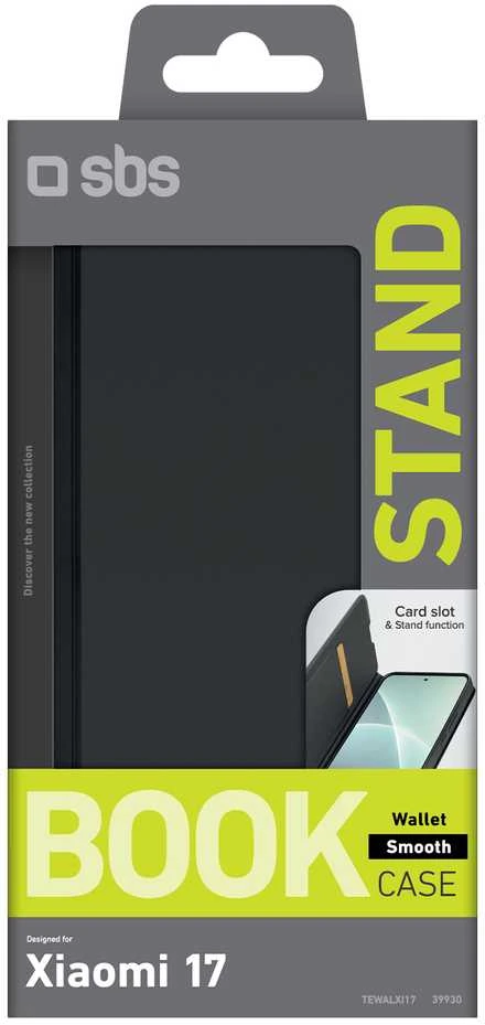 SBS Wallet Smooth dėklas skirtas Xiaomi 17 with Flip – juodos spalvos